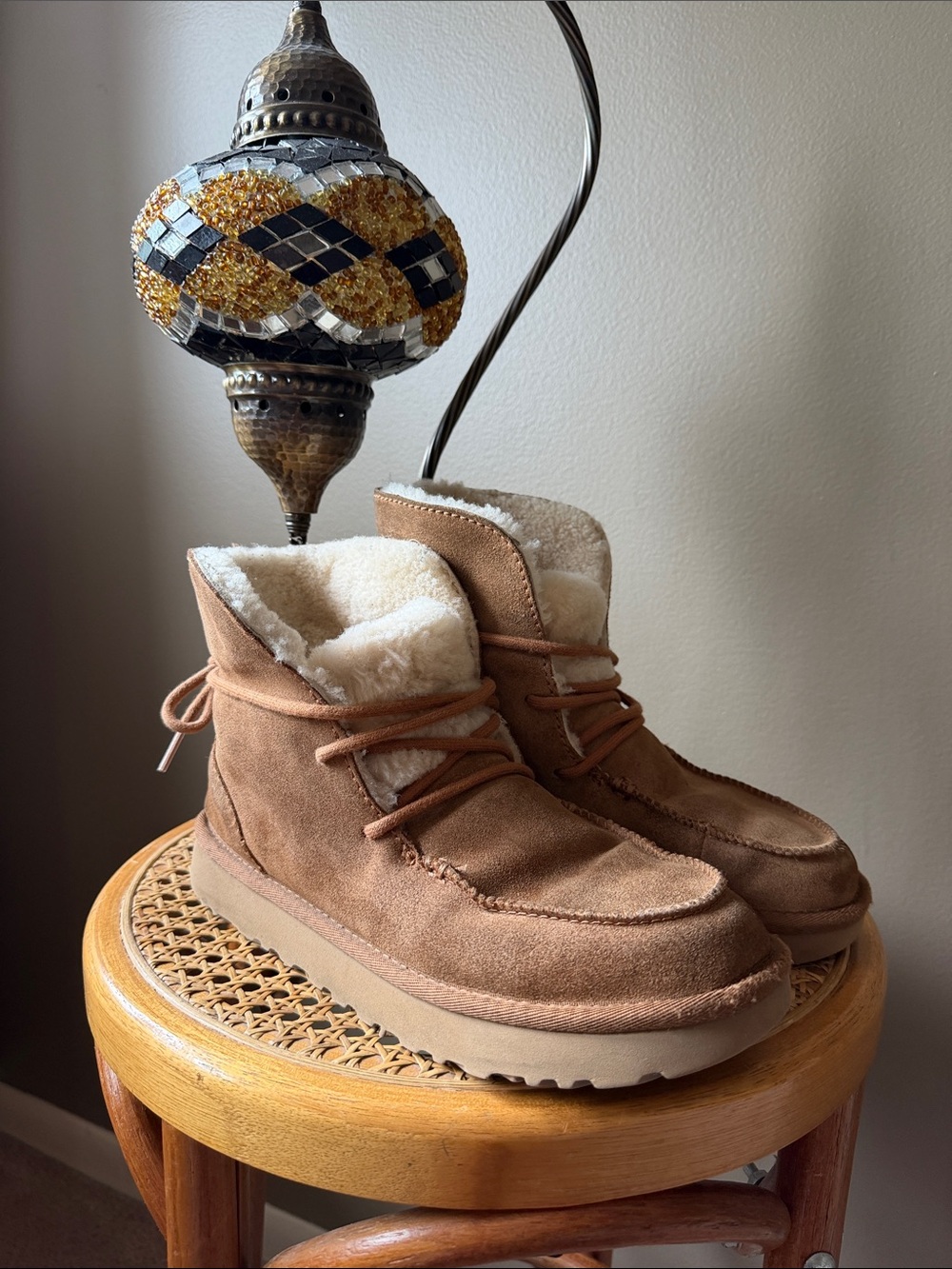UGG Diara Chestnut - Lace-Up Shearling Boots